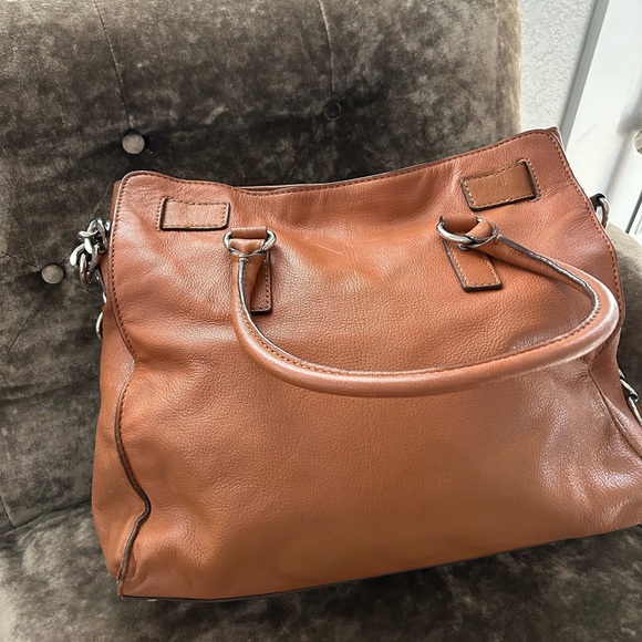 Michael Kors Hamilton satchel bag medium brown with silver chain - Picture 3 of 7